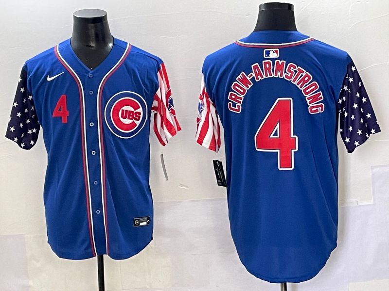 Men 2025 Chicago Cubs #4 Crow-Armstrong Blue a generation of national flags Joint Name Nike MLB Jersey style 2->chicago cubs->MLB Jersey